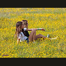Sisters in a field of flowers