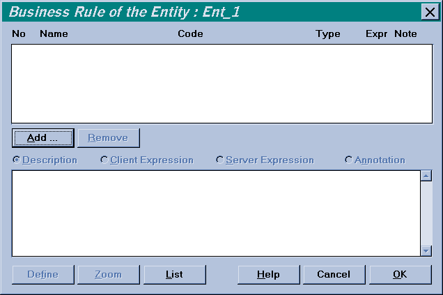  Business Rules dialog